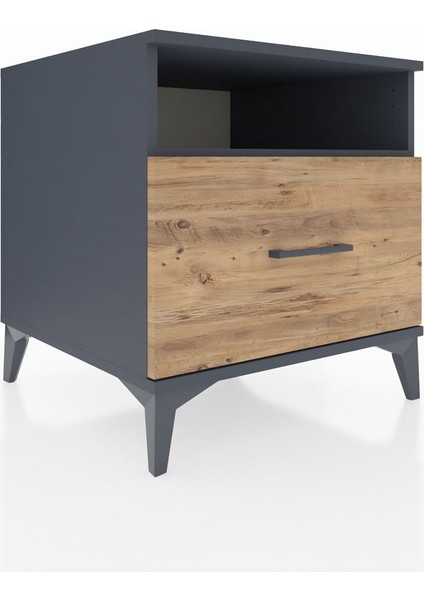 Kronos Komodin Tek Raflı Tek Çekmeceli 60X59X64 Antrasit-Çam fırsatları