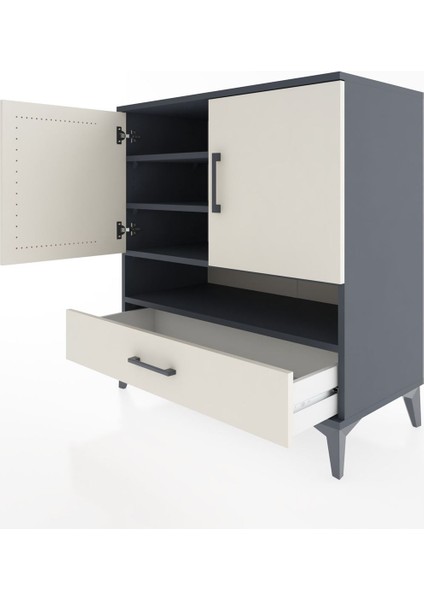 Hyperion Şifonyer 4 Raflı Tek Çekmeceli 2 Kapaklı 88X44X96 Antrasit-Aytaşı fırsatları