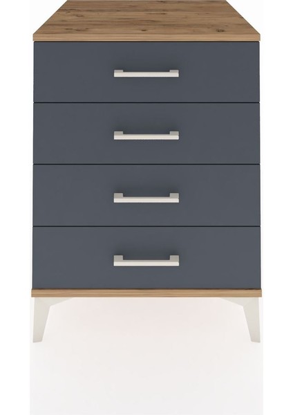 Kronos Komodin 4 Çekmeceli 60X59X80 Çam-Antrasit