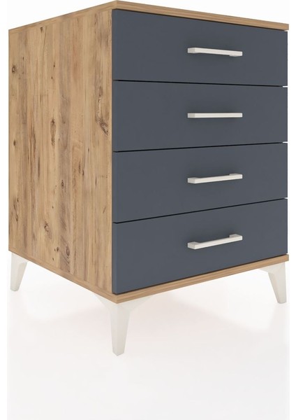 Kronos Komodin 4 Çekmeceli 60X59X80 Çam-Antrasit fiyatları