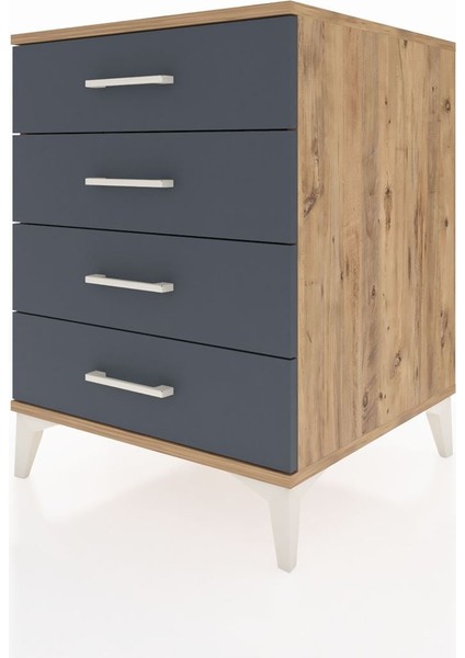 Kronos Komodin 4 Çekmeceli 60X59X80 Çam-Antrasit modelleri