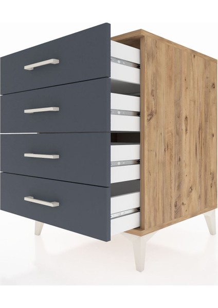 Kronos Komodin 4 Çekmeceli 60X59X80 Çam-Antrasit indirimleri
