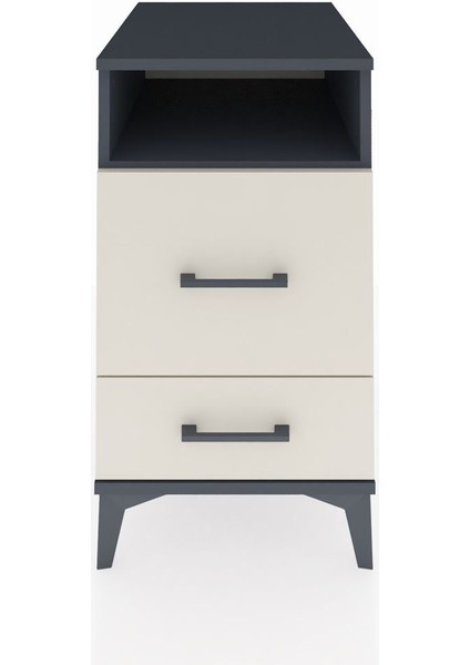 Kronos Komodin Tek Raflı 2 Çekmeceli 44X59X80 Antrasit-Aytaşı