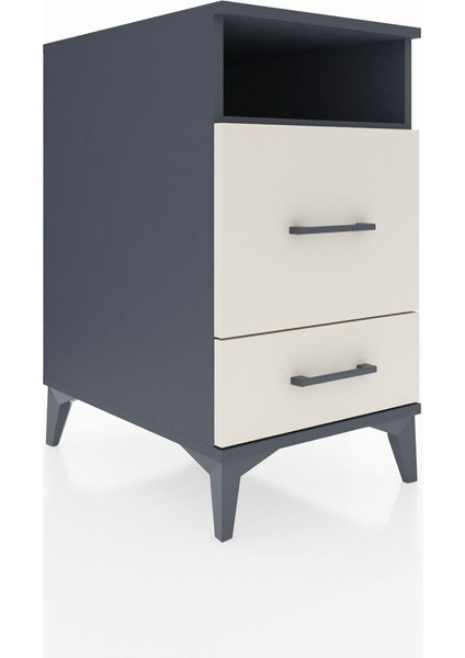 Kronos Komodin Tek Raflı 2 Çekmeceli 44X59X80 Antrasit-Aytaşı fiyatları