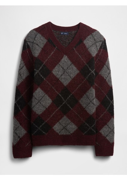 Erkek Kırmızı Brushed V Yaka Kazak fiyatları