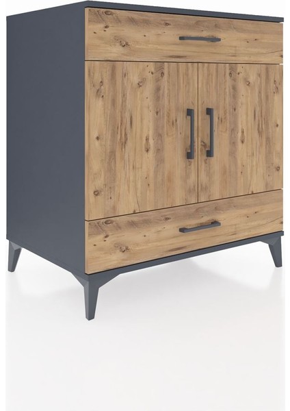 Kronos Şifonyer 2 Raflı 2 Çekmeceli 2 Kapaklı 88X59X96 Antrasit-Çam fiyatları