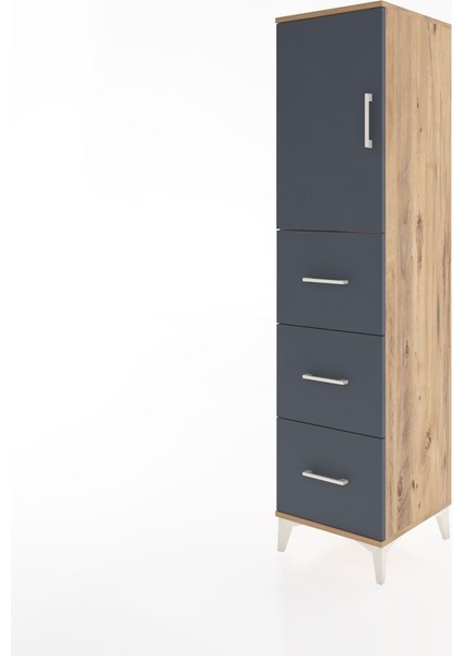 Hyperion Dolap 2 Raflı 3 Çekmeceli Tek Kapaklı 44X44X182 Çam-Antrasit modelleri