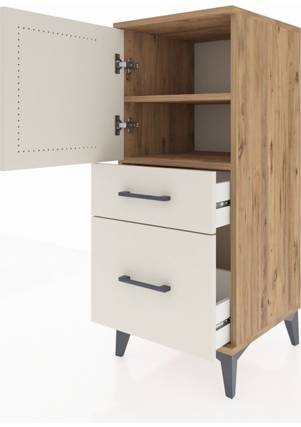 Hyperion Komodin 2 Raflı 2 Çekmeceli Tek Kapaklı 44X44X106 Çam-Aytaşı fırsatları