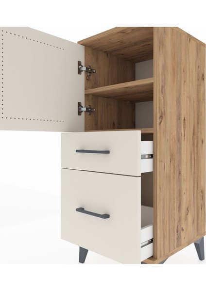 Hyperion Komodin 2 Raflı 2 Çekmeceli Tek Kapaklı 44X44X106 Çam-Aytaşı indirimleri