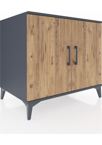 Kronos Şifonyer Tek Raflı 2 Kapaklı 88X59X80 Antrasit-Çam fiyatları