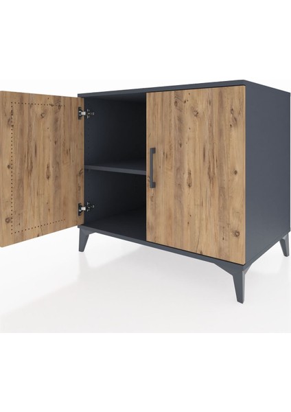 Kronos Şifonyer Tek Raflı 2 Kapaklı 88X59X80 Antrasit-Çam fırsatları