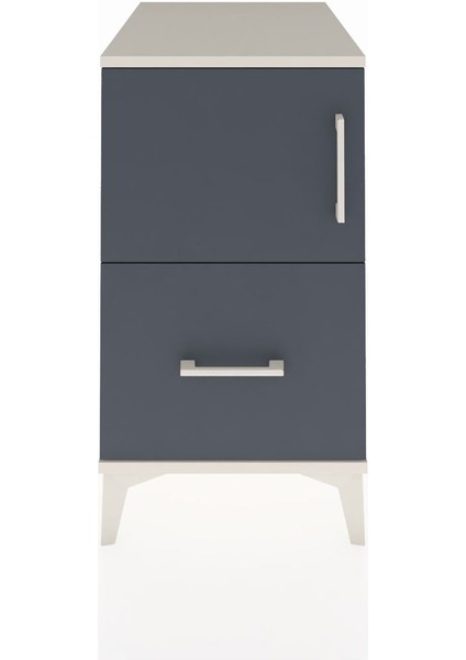 Kronos Komodin 2 Raflı Tek Çekmeceli Tek Kapaklı 44X59X80 Aytaşı-Antrasit