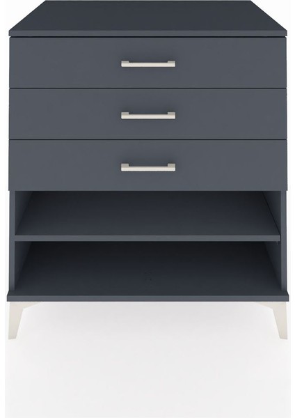 Kronos Şifonyer Tek Raflı 3 Çekmeceli 88X59X96 Antrasit-Antrasit