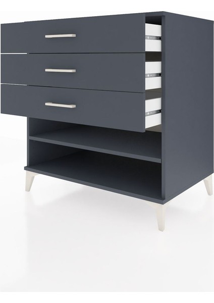 Kronos Şifonyer Tek Raflı 3 Çekmeceli 88X59X96 Antrasit-Antrasit fırsatları