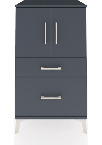 Hyperion Komodin 2 Raflı 2 Çekmeceli 2 Kapaklı 60X44X106 Antrasit-Antrasit