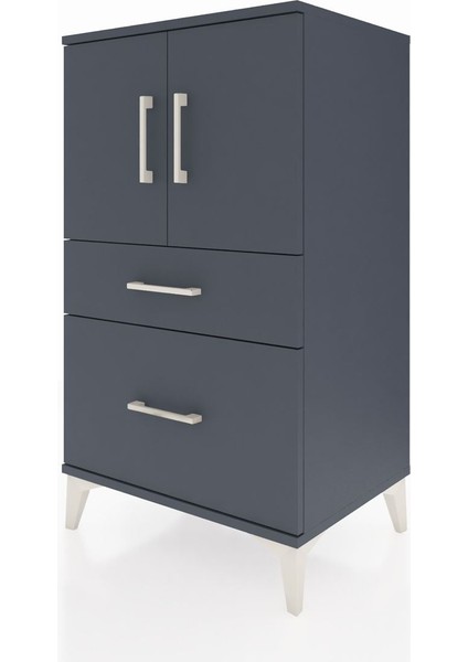 Hyperion Komodin 2 Raflı 2 Çekmeceli 2 Kapaklı 60X44X106 Antrasit-Antrasit modelleri