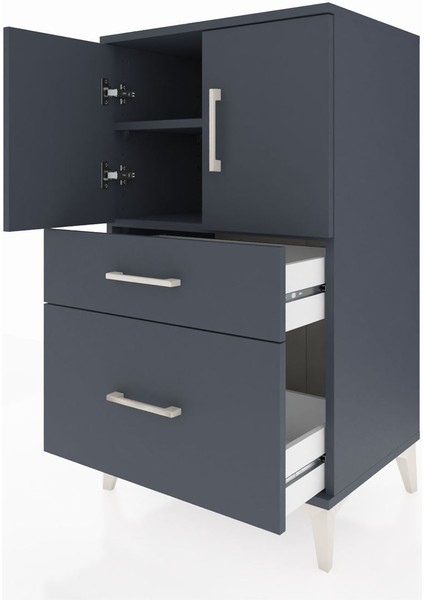 Hyperion Komodin 2 Raflı 2 Çekmeceli 2 Kapaklı 60X44X106 Antrasit-Antrasit fırsatları