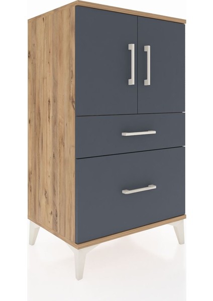 Hyperion Komodin 2 Raflı 2 Çekmeceli 2 Kapaklı 60X44X106 Çam-Antrasit fiyatları