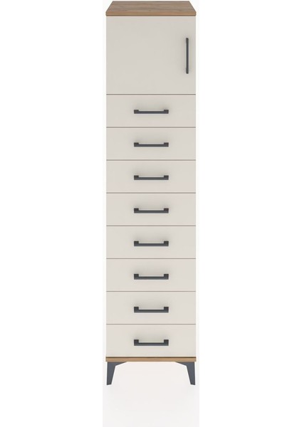 Hyperion Dolap Tek Raflı 8 Çekmeceli Tek Kapaklı 44X44X182 Çam-Aytaşı