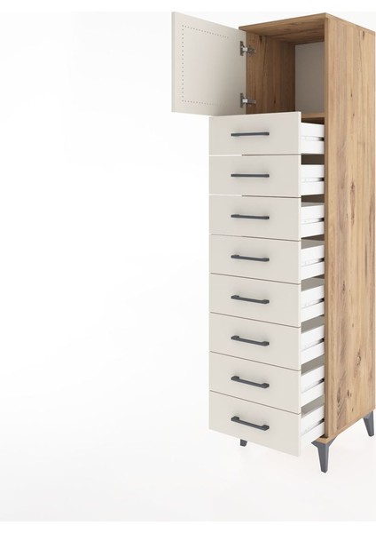 Hyperion Dolap Tek Raflı 8 Çekmeceli Tek Kapaklı 44X44X182 Çam-Aytaşı fırsatları