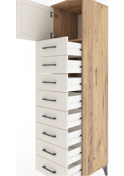 Hyperion Dolap Tek Raflı 8 Çekmeceli Tek Kapaklı 44X44X182 Çam-Aytaşı indirimleri
