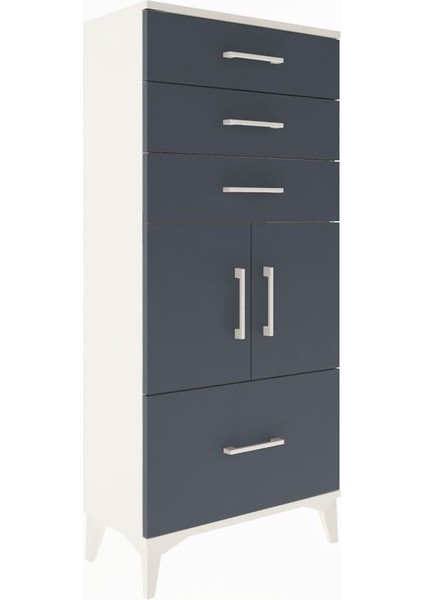 Arges Dolap Tek Raflı 4 Çekmeceli 2 Kapaklı 60X30X134 Aytaşı-Antrasit fiyatları