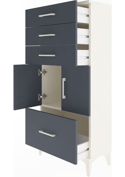 Arges Dolap Tek Raflı 4 Çekmeceli 2 Kapaklı 60X30X134 Aytaşı-Antrasit fırsatları