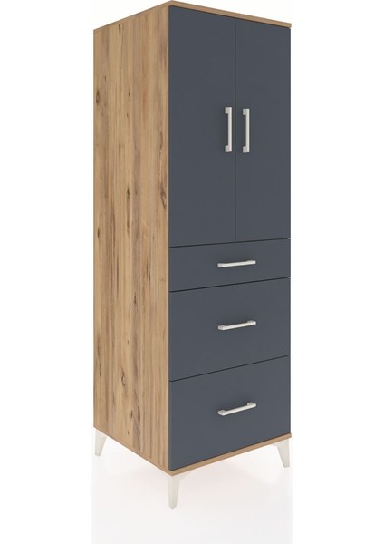 Kronos Dolap 2 Raflı 3 Çekmeceli 2 Kapaklı 60X59X182 Çam-Antrasit fiyatları