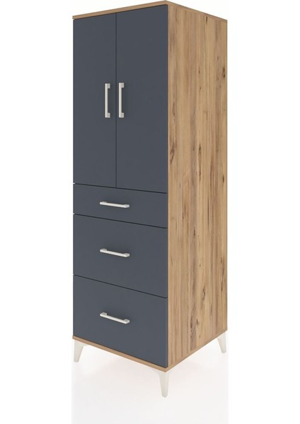 Kronos Dolap 2 Raflı 3 Çekmeceli 2 Kapaklı 60X59X182 Çam-Antrasit modelleri