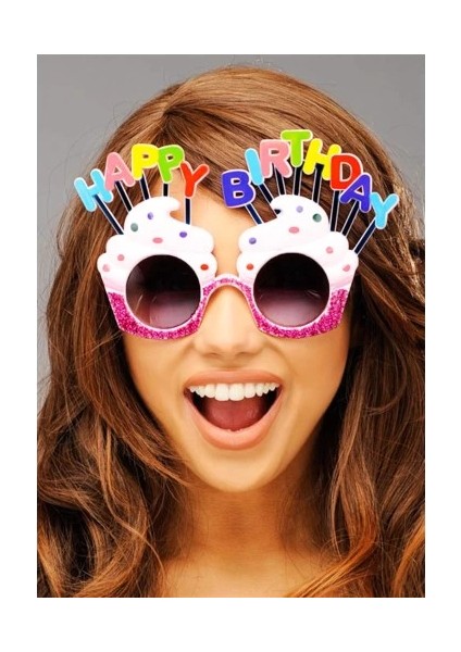 Happy Birthday Beyaz Fuşya Parti Gözlüğü fiyatları
