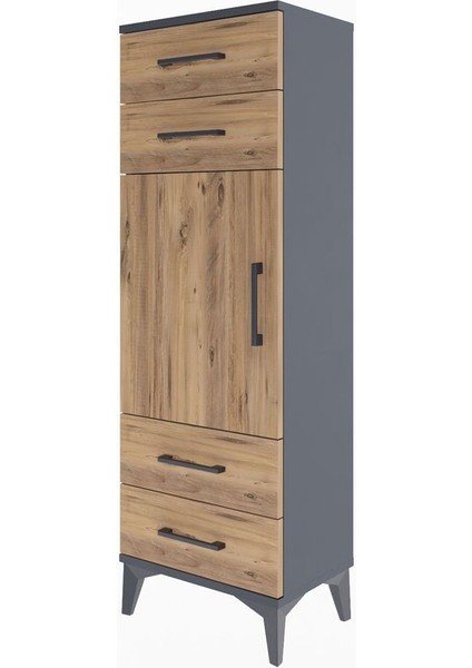 Arges Dolap 2 Raflı 4 Çekmeceli Tek Kapaklı 44X30X134 Antrasit-Çam modelleri