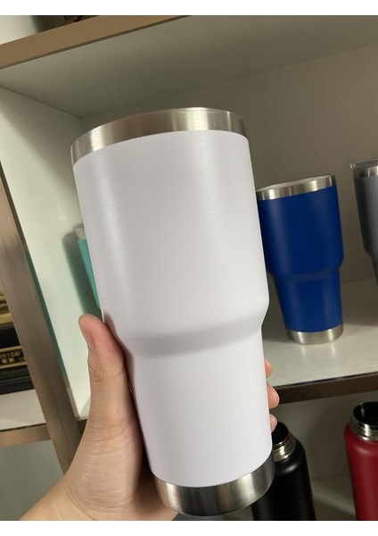 Paslanmaz Çelik Bardak, Yalıtımlı Kahve Bardak Bardağı, Çift Duvarlı Vakum Yalıtımlı Kapaklı ve Pipetli Seyahat Bardağı, Sıcak Veya Soğuk Içecekler Için Toz Boya Seyahat Kupası