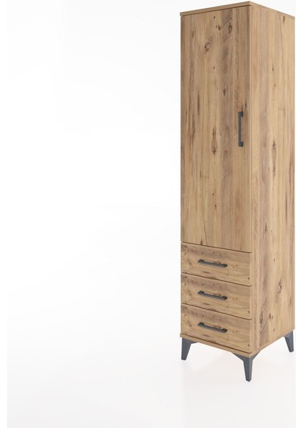 Hyperion Dolap 2 Raflı 3 Çekmeceli Tek Kapaklı 44X44X182 Çam-Çam modelleri