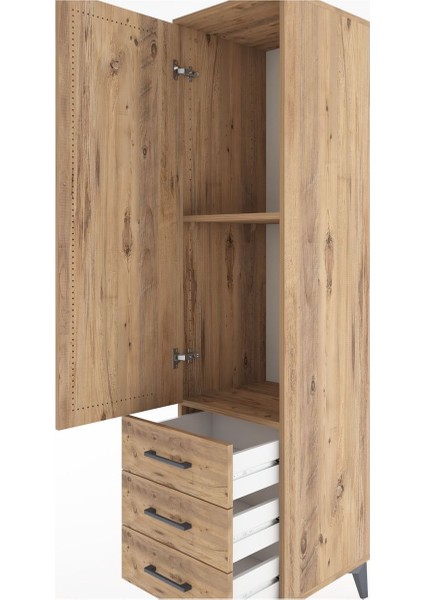 Hyperion Dolap 2 Raflı 3 Çekmeceli Tek Kapaklı 44X44X182 Çam-Çam indirimleri