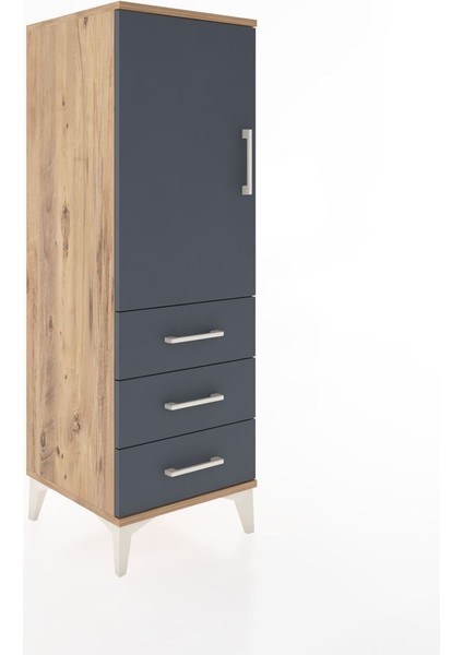Hyperion Dolap 2 Raflı 3 Çekmeceli Tek Kapaklı 44X44X134 Çam-Antrasit fiyatları