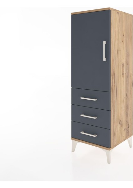 Hyperion Dolap 2 Raflı 3 Çekmeceli Tek Kapaklı 44X44X134 Çam-Antrasit modelleri