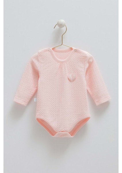 Tıny Lace Kalp Detaylı Çıtçıtlı Body - Caramell - BK1913 - Pembe - 3 - 6 Ay - BK1913-PEMBE-3 - 6 Ay Pembe
