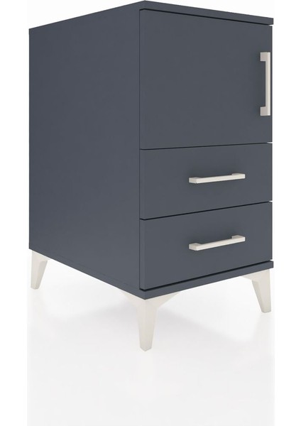 Kronos Komodin 2 Raflı 2 Çekmeceli Tek Kapaklı 44X59X80 Antrasit-Antrasit fiyatları