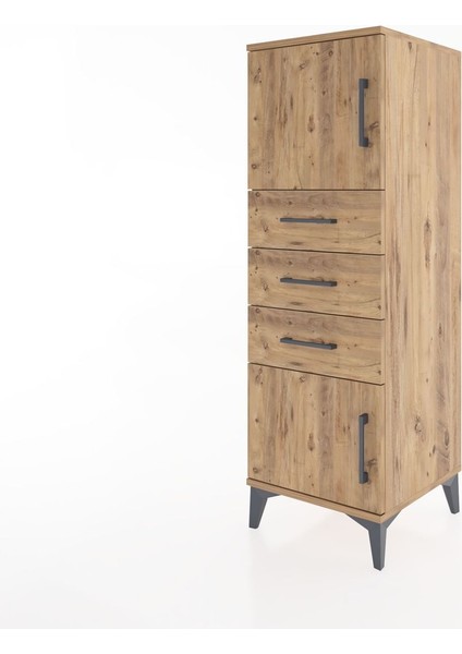 Hyperion Dolap Tek Raflı 3 Çekmeceli 2 Kapaklı 44X44X134 Çam-Çam modelleri