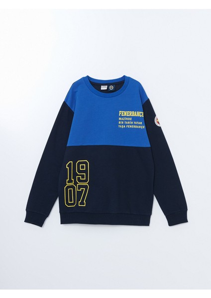 Yeni Sezon Bisiklet Yaka Fenerbahçe Baskılı Erkek Çocuk Sweatshirt