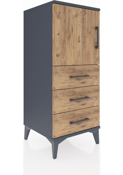 Hyperion Komodin 2 Raflı 3 Çekmeceli Tek Kapaklı 44X44X106 Antrasit-Çam fiyatları