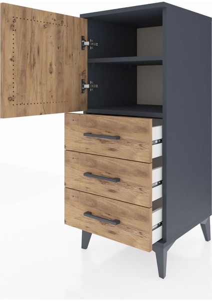 Hyperion Komodin 2 Raflı 3 Çekmeceli Tek Kapaklı 44X44X106 Antrasit-Çam fırsatları