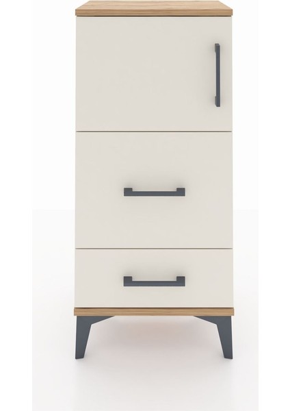 Arges Komodin Tek Raflı 2 Çekmeceli Tek Kapaklı 44X30X96 Çam-Aytaşı