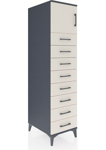 Kronos Dolap Tek Raflı 8 Çekmeceli Tek Kapaklı 44X59X182 Antrasit-Aytaşı fiyatları