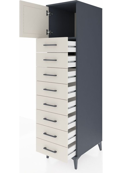 Kronos Dolap Tek Raflı 8 Çekmeceli Tek Kapaklı 44X59X182 Antrasit-Aytaşı fırsatları