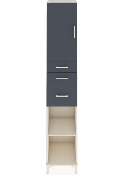 Hyperion Dolap 4 Raflı 3 Çekmeceli Tek Kapaklı 44X44X243 Aytaşı-Antrasit