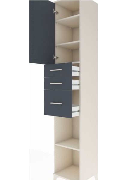 Hyperion Dolap 4 Raflı 3 Çekmeceli Tek Kapaklı 44X44X243 Aytaşı-Antrasit indirimleri