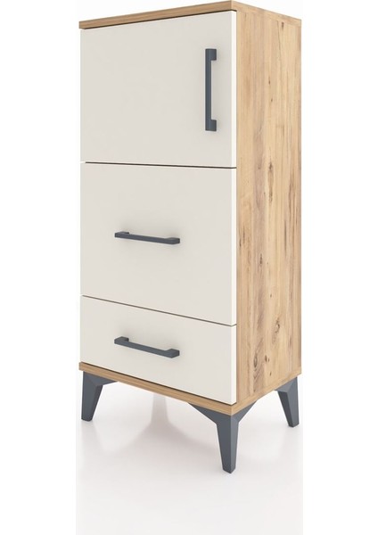 Arges Komodin Tek Raflı 2 Çekmeceli Tek Kapaklı 44X30X96 Çam-Aytaşı modelleri