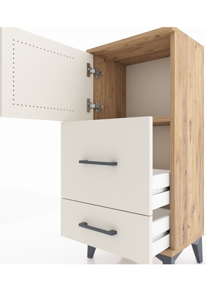 Arges Komodin Tek Raflı 2 Çekmeceli Tek Kapaklı 44X30X96 Çam-Aytaşı indirimleri
