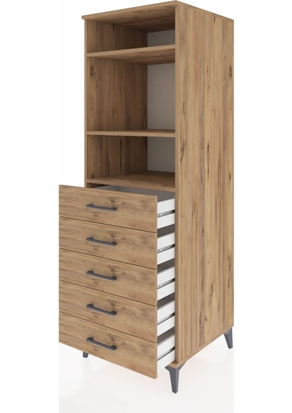 Kronos Dolap 3 Raflı 5 Çekmeceli 60X59X182 Çam-Çam fırsatları